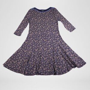 Lauren Jeans Co Ralph Lauren Floral Fit & Flare Dress Blue Beige Size XL NWT